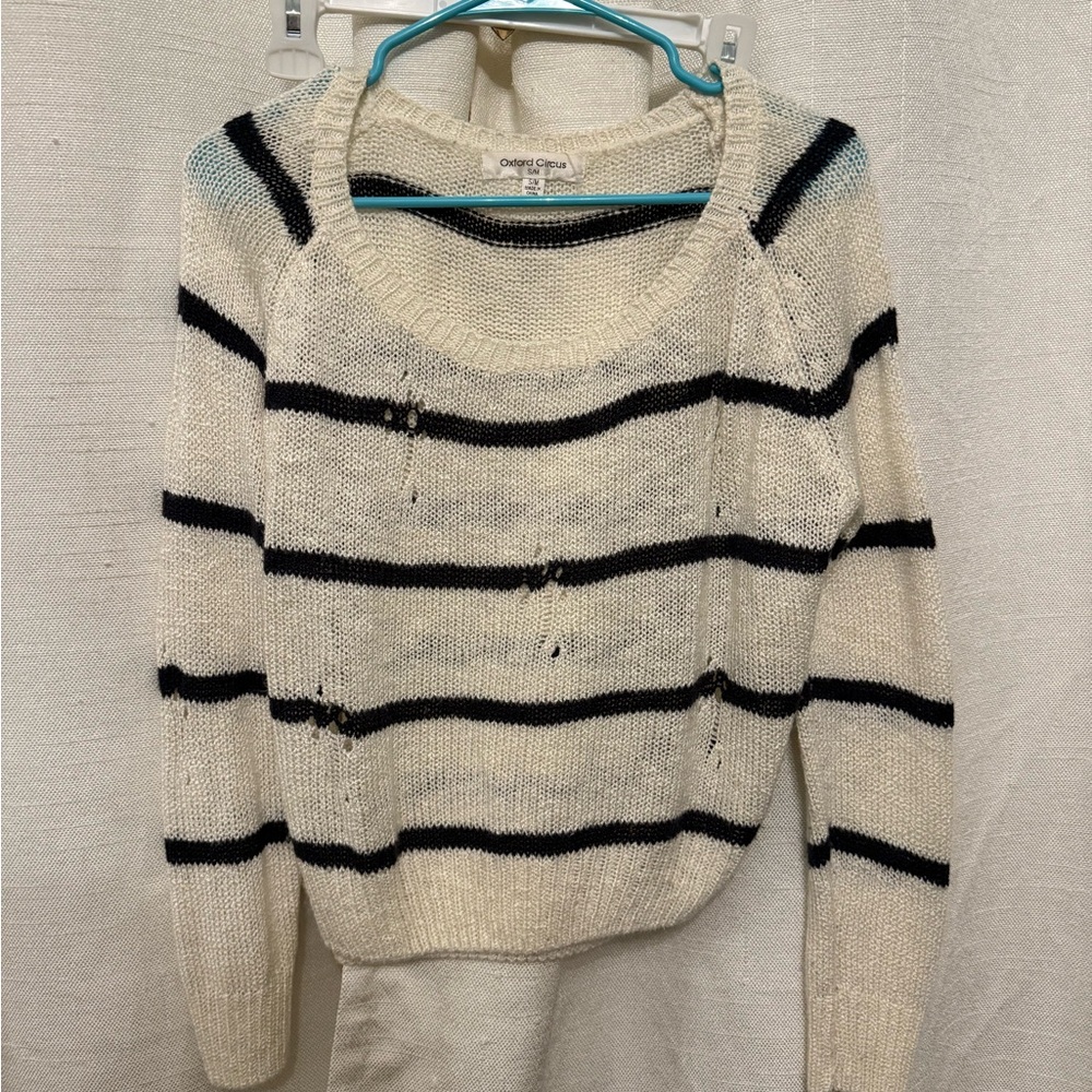 Women's Cream and Black Striped Sweater